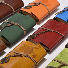 Vintage Retro PU Leather Leaf Cover Helm A6 Notebook, Kawai Notebooks