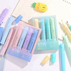 💜 Dopamine Pastel Highlighter Set – 4-Color Morandi Kawaii Marker Pack