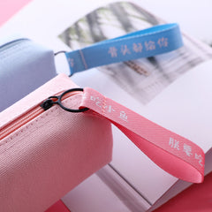 Korean Pastel Square Pencil Case – Cute INS Canvas Stationery Pouch