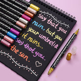 Double Tip Metallic Acrylic Brush Stroke Markers – Fat Nib Opaque Graffiti & Art Pens