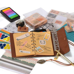 Vintage Retro PU Leather Leaf Cover Helm A6 Notebook, Kawai Notebooks