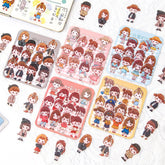 Kawaii Girl Characters Waterproof Die Cut Stickers - Pack of 40 Stickers,Stickers