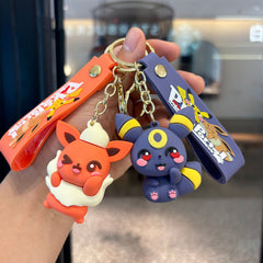 ⚡ Pokémon Eevee Family Keychain – Cute Plush Toy Style PVC Pendant