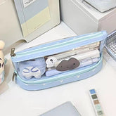 🌟 Blue Star Double Compartment Net Pencil Case