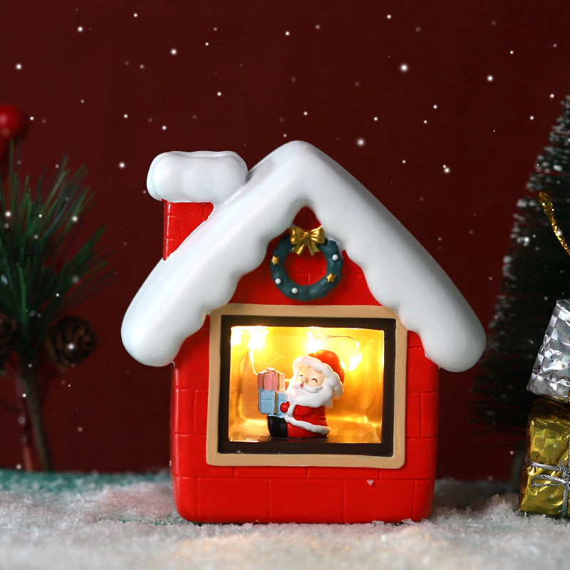 Christmas Santa Claus Resin House Star Lamp,Kawaii Lamps