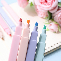 🌈 Morandi Pastel Highlighter Set – Soft Kawaii 6-Color Marker Pack