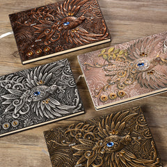 Vintage Phoenix 3D Embossed Faux Leather Cover Notebook, Kawai Notebooks