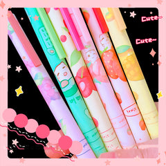 🍓 Energetic Fruit Click-Type Gel Pen — 6-Pack Kawaii Juicy Cuties