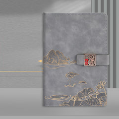 Vintage PU Leather Magnetic Clip Notebook Diary Grey, Kawai Notebooks