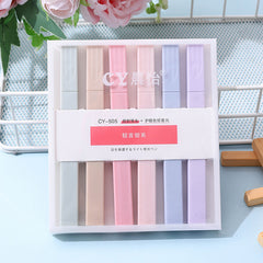 🌈 Morandi Pastel Highlighter Set – Soft Kawaii 6-Color Marker Pack