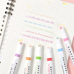 Kawaii Curved Line Pattern Shaped Highlighter, Kawai Markers
