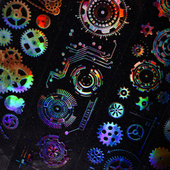 Retro Holograpic Gear Rhapsody Series Mechanical DIY Notebook Sticker