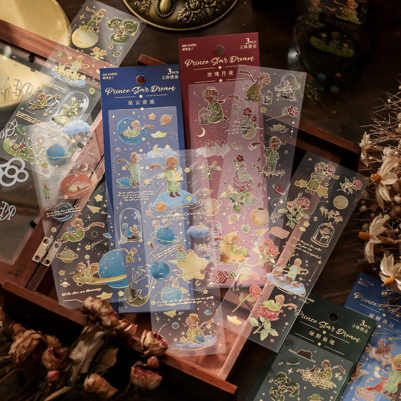 Little Prince Star Dream PVC Gold Foil Stamping Stickers,Stickers