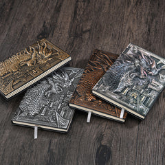 Vintage 3D Embossed Dragon Faux Leather Cover Notebook, Kawai Notebooks