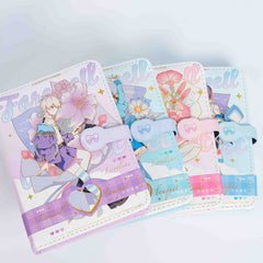 Kawaii PU Leather A6 Cartoon Girl Portable Magnetic Buckle Notebook, Kawai Notebooks