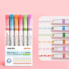 Kawaii Curved Line Pattern Leaves Shaped Highlighter, Kawai Markers