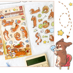 Cute Dog PET Stickers – Transparent Waterproof Journal Stickers
