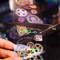 Retro Holograpic Gear Rhapsody Series Mechanical DIY Notebook Sticker