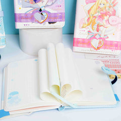 Kawaii PU Leather A6 Cartoon Girl Portable Magnetic Buckle Notebook, Kawai Notebooks