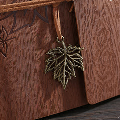 Kawaii Vintage Retro Maple Leaf PU Leather Notebook - A6, Kawai Notebooks