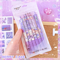 Berry Cake Gel Pen Set - Soft Grip Kawaii Click Pens