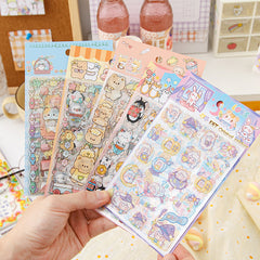 Glossy Waterproof Transparent Cute Animals Stickers - Set of 8 Sheets,Stickers