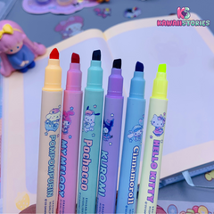 Erasable Dual-Tip Cartoon Character Highlighter Set