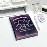 🎀 Hello Kitty A5 Illustrated Black Notebook – Cute PU Leather Student Diary & School Journal