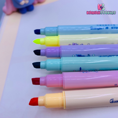 Erasable Dual-Tip Cartoon Character Highlighter Set