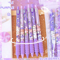 Berry Cake Gel Pen Set - Soft Grip Kawaii Click Pens