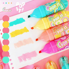 🌺 Hawaiian Pop It Highlighter Set – Tropical Kawaii Pastel Markers