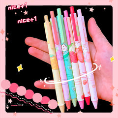 🍓 Energetic Fruit Click-Type Gel Pen — 6-Pack Kawaii Juicy Cuties