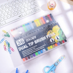 🖌️ Double Stroke Watercolor Brush Marker Set – 12/36 Colors