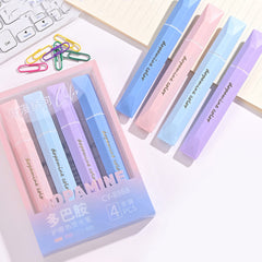 💜 Dopamine Pastel Highlighter Set – 4-Color Morandi Kawaii Marker Pack