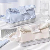 Japanese Minimalist Double-Layer Pencil Case – Large-Capacity Student Stationery Bag