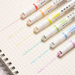 Kawaii Curved Line Pattern Shaped Highlighter, Kawai Markers