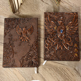 Vintage Phoenix 3D Embossed Faux Leather Cover Notebook Brown, Kawai Notebooks