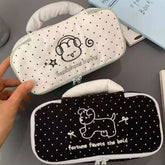 🎀 Polka Dot Bunny & Puppy Pencil Case – Cute Large-Capacity Handheld Stationery Bag