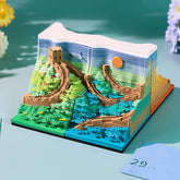 3D paper carving calendar featuring the Great Wall across colorful seasonal landscapes