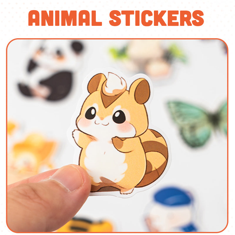 Waterproof Cute Animal Cartoon Stickers - 50PCS,Stickers