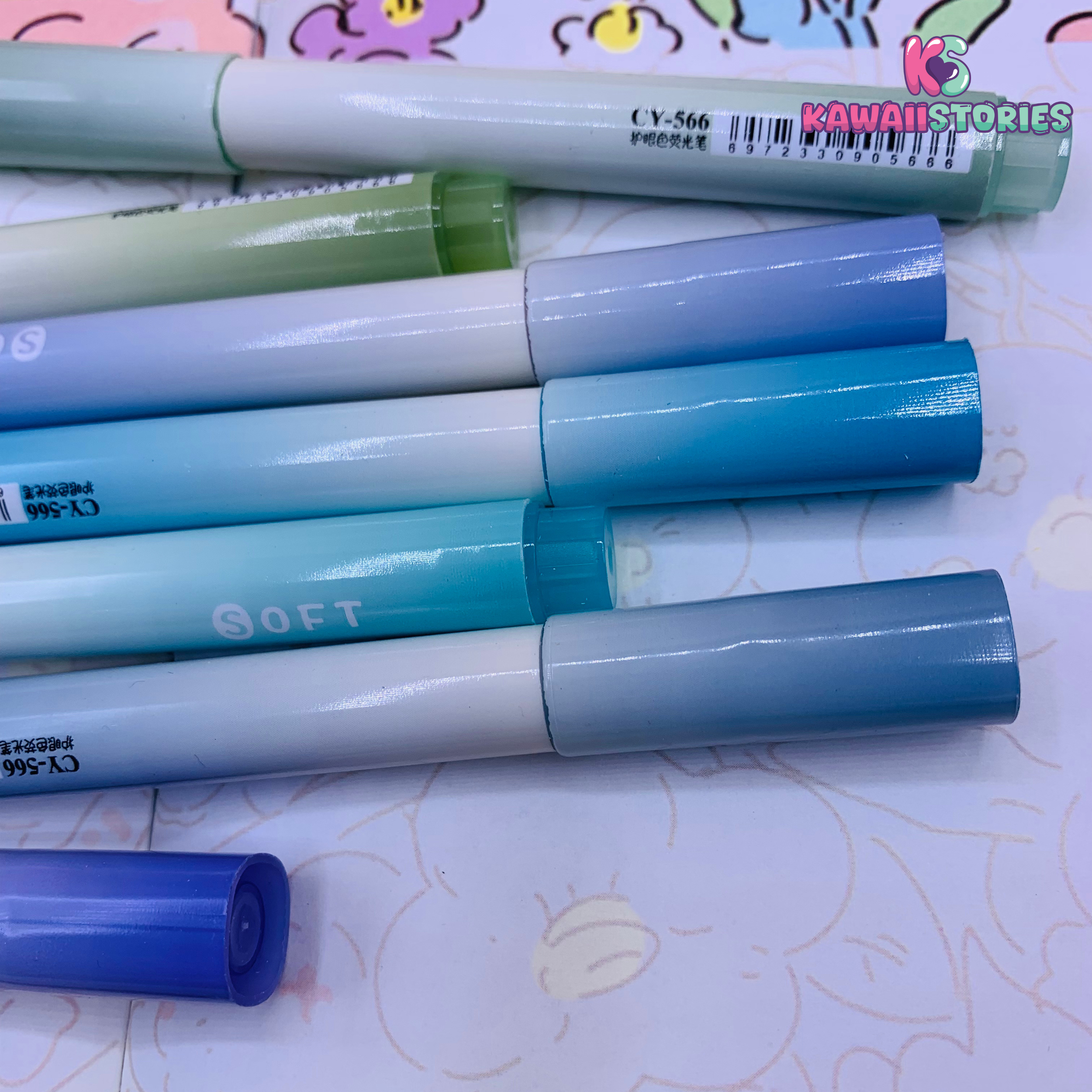 Fluorescent Ink Pastel Colors Mini Highlighter Set