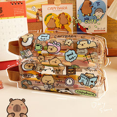capybara waterproof transparent pencil case