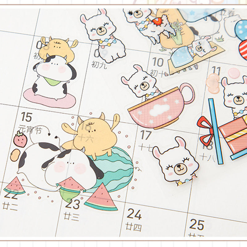 Glossy Waterproof Transparent Cute Animals Stickers - Set of 8 Sheets,Stickers