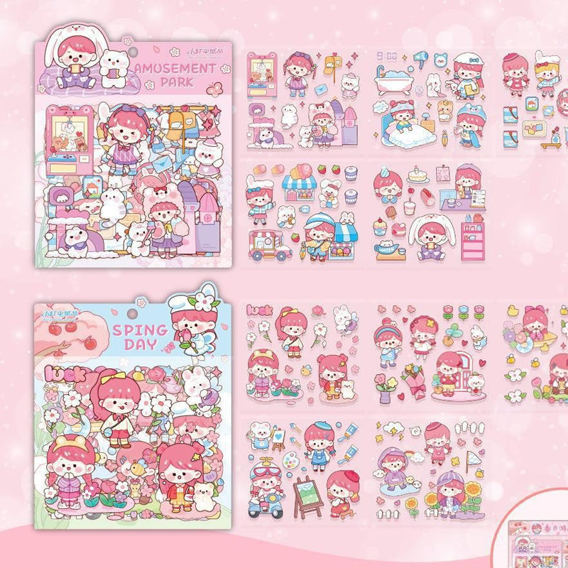 Kawaii Guka Girl Little Red Umbrella Stickers,Stickers