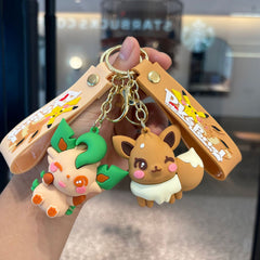 ⚡ Pokémon Eevee Family Keychain – Cute Plush Toy Style PVC Pendant