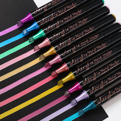🌈✨ Waterproof Double-Ended Metallic Acrylic Brush Markers Set