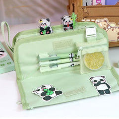 Portable multi layer large capacity canvas stationery pencil bag