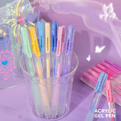 🌈 Acrylic Dreamy Gel Pen Set of 6– Kawaii Pastel Writing & Drawing Pens