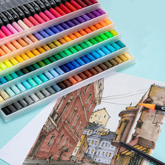 🖌️ Double Stroke Watercolor Brush Marker Set – 12/36 Colors