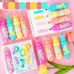 🌺 Hawaiian Pop It Highlighter Set – Tropical Kawaii Pastel Markers